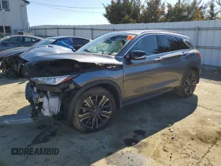 2022 Infiniti QX50 Luxe z VIN 3PCAJ5BB6NF121640, wystawiony jako Copart lot #50546855 z przebiegiem Nie podano mil oraz Szkoda całkowita • Salvage title. Historia ofert i sprzedaży dostępna na DreamBid. Obrazek 1.