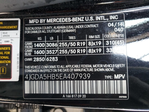 2014 Mercedes-Benz M 350 z VIN 4JGDA5HB5EA407939, wystawiony jako Copart lot #82203844 z przebiegiem 121 143 mil mil oraz Szkoda całkowita • Salvage title. Historia ofert i sprzedaży dostępna na DreamBid. Obrazek 13.
