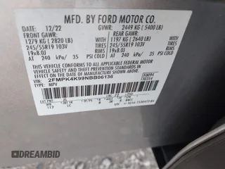 2022 Ford Edge Titanium with VIN 2FMPK4K99NBB06136, listed as a IAAI auction lot 42733977 with 57,794 mi miles and . Bid and sale history available at DreamBid. Image 9.
