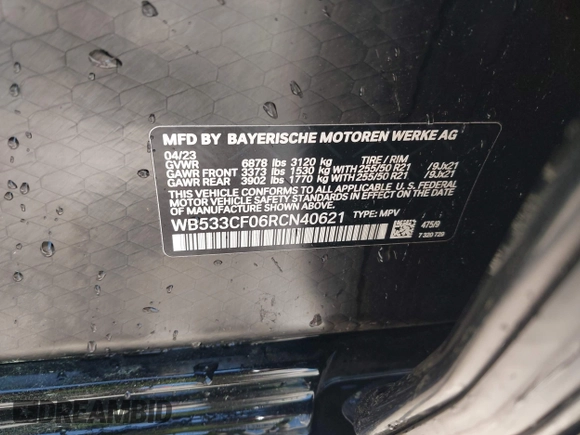 2024 BMW iX M60 z VIN WB533CF06RCN40621, wystawiony jako IAAI lot #42005612 z przebiegiem 11 051 mil mil oraz . Historia ofert i sprzedaży dostępna na DreamBid. Obrazek 9.