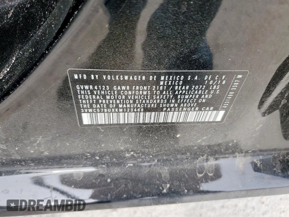 2019 Volkswagen Jetta S z VIN 3VWC57BUXKM123468, wystawiony jako Copart lot #51210175 z przebiegiem 55 999 mil mil oraz Szkoda całkowita • Salvage title. Historia ofert i sprzedaży dostępna na DreamBid. Obrazek 12.