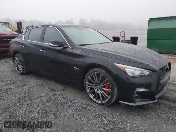 2020 Infiniti Q50 Red Sport 400 with VIN JN1FV7AR1LM660226, listed as a Copart auction lot 79698594 with 37,246 mi miles and Salvage Title. Bid and sale history available at carsss.com. Image 4.