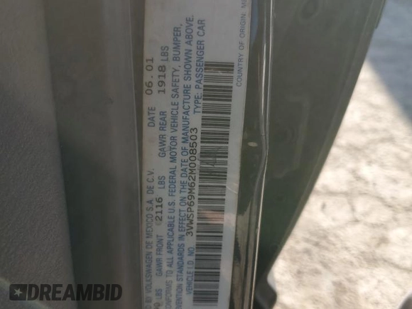 2002 Volkswagen Jetta GLS с VIN 3VWSP69M62M008503, выставлен на аукционе Copart как лот 42947025 с пробегом 357 043 миль миль и Списание • Salvage title. История ставок и продаж доступна на DreamBid. Изображение 14.