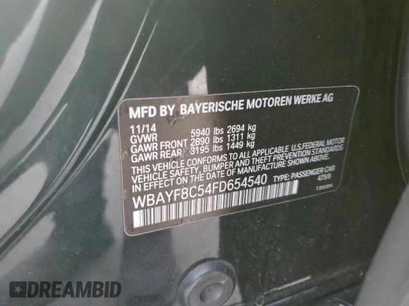 2015 BMW 7 Series 750Li xDrive z VIN WBAYF8C54FD654540, wystawiony jako Copart lot #49346035 z przebiegiem 98 336 mil mil oraz Szkoda całkowita • Salvage title. Historia ofert i sprzedaży dostępna na DreamBid. Obrazek 12.