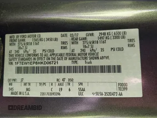 2017 Ford F-150 XL с VIN 1FTEW1EP8HKD06721, выставлен на аукционе IAAI как лот 42147188 с пробегом Не указан миль и . История ставок и продаж доступна на DreamBid. Изображение 9.
