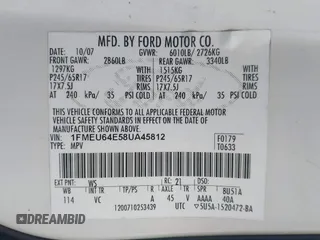 2008 Ford Explorer Eddie Bauer с VIN 1FMEU64E58UA45812, выставлен на аукционе IAAI как лот 40773470 с пробегом 183 135 миль миль и . История ставок и продаж доступна на DreamBid. Изображение 9.