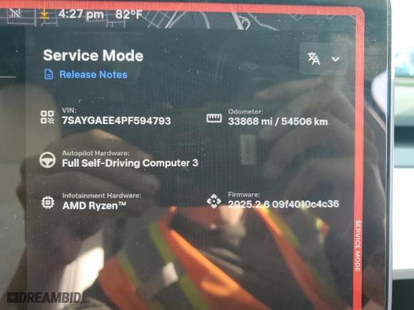 2023 Tesla Model Y Long Range with VIN 7SAYGAEE4PF594793, listed as a Copart auction lot 49733815 with 33,868 mi miles and Salvage Title. Bid and sale history available at carsss.com. Image 9.