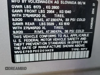 2014 Volkswagen Touareg Sport с VIN WVGEF9BP0ED014429, выставлен на аукционе Copart как лот 58692875 с пробегом 157 417 миль миль и Списание • Salvage title. История ставок и продаж доступна на DreamBid. Изображение 13.