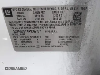 2010 Cadillac SRX Premium Collection z VIN 3GYFNCEY4AS569787, wystawiony jako IAAI lot #42524167 z przebiegiem 222 000 mil mil oraz . Historia ofert i sprzedaży dostępna na DreamBid. Obrazek 9.