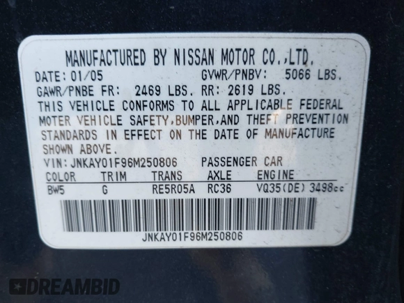 2006 Infiniti M with VIN JNKAY01F96M250806, listed as a IAAI auction lot 41819188 with Not Provided miles. Bid and sale history available at carsss.com. Image 9.