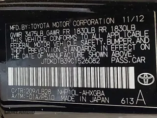 2012 Toyota Prius c One with VIN JTDKDTB39C1526082, listed as a IAAI auction lot 41619243 with 98,504 mi miles. Bid and sale history available at carsss.com. Image 9.