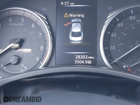 2021 Infiniti Q50 Red Sport 400 with VIN JN1FV7DR9MM880601, listed as a IAAI auction lot 42509477 with 28,202 mi miles and . Bid and sale history available at DreamBid. Image 16.