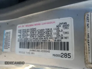 2001 Mitsubishi Montero Limited z VIN JA4MW51R81J030640, wystawiony jako Copart lot #47873715 z przebiegiem Nie podano mil oraz Szkoda całkowita • Salvage title. Historia ofert i sprzedaży dostępna na DreamBid. Obrazek 16.