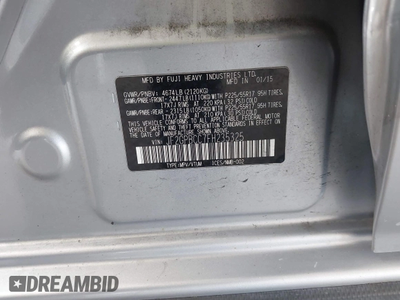 2015 Subaru Crosstrek with VIN JF2GPBCC7FH235325, listed as a IAAI auction lot 42639488 with 191,386 mi miles and . Bid and sale history available at DreamBid. Image 9.