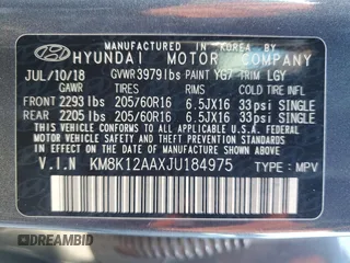 2018 Hyundai Kona SE with VIN KM8K12AAXJU184975, listed as a Copart auction lot 85916594 with 94,677 mi miles and Salvage Title. Bid and sale history available at DreamBid. Image 12.