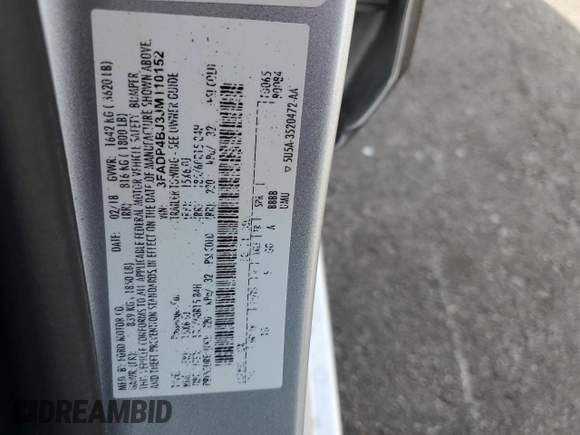 2018 Ford Fiesta SE z VIN 3FADP4BJ3JM110152, wystawiony jako Copart lot #50813155 z przebiegiem 90 729 mil mil oraz Szkoda całkowita • Salvage title. Historia ofert i sprzedaży dostępna na DreamBid. Obrazek 13.