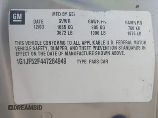2004 Chevrolet Cavalier LS z VIN 1G1JF52F447284949, wystawiony jako IAAI lot #41753830 z przebiegiem 202 998 mil mil oraz . Historia ofert i sprzedaży dostępna na DreamBid. Obrazek 9.