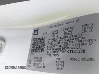 2019 Chevrolet Colorado 2WD Work Truck с VIN 1GCHSBEA0K1181138, выставлен на аукционе IAAI как лот 41806583 с пробегом 97 336 миль миль и . История ставок и продаж доступна на DreamBid. Изображение 9.