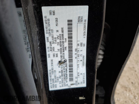 2019 Ford Ranger XL with VIN 1FTER4FH9KLB23197, listed as a Copart auction lot 49005295 with 27,879 mi miles and Salvage title. Bid and sale history available at DreamBid. Image 14.