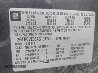 2010 GMC Sierra 1500 with VIN 3GTRCVE33AG197726, listed as a IAAI auction lot 42267798 with 116,831 mi miles and . Bid and sale history available at DreamBid. Image 8.