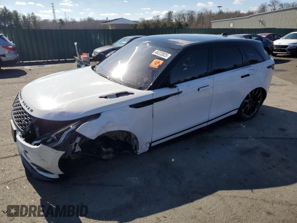2020 Land Rover Range Rover Velar R-Dynamic S z VIN SALYK2FV3LA272299, wystawiony jako Copart lot #46223925 z przebiegiem 49 587 mil mil oraz Szkoda całkowita • Salvage title. Historia ofert i sprzedaży dostępna na DreamBid. Obrazek 1.