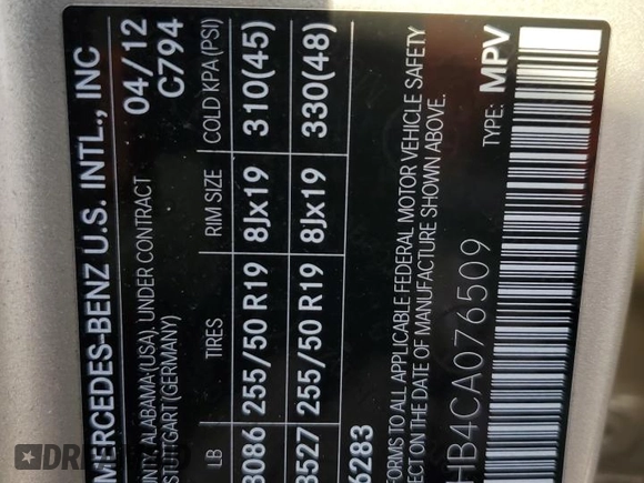 2012 Mercedes-Benz M ML 350 with VIN 4JGDA5HB4CA076509, listed as a Copart auction lot 45131285 with 166,566 mi miles and Salvage Title. Bid and sale history available at carsss.com. Image 13.