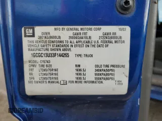 2003 Chevrolet Silverado 1500HD LT z VIN 1GCGC13U33F144265, wystawiony jako Copart lot #70311494 z przebiegiem 328 805 mil mil oraz Szkoda całkowita • Salvage title. Historia ofert i sprzedaży dostępna na DreamBid. Obrazek 13.