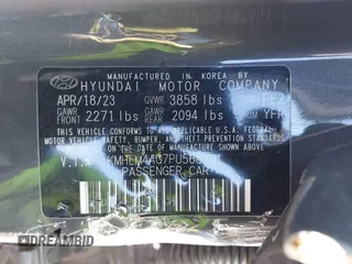 2023 Hyundai Elantra SEL with VIN KMHLM4AG7PU568751, listed as a IAAI auction lot 41657184 with 87,088 mi miles and . Bid and sale history available at DreamBid. Image 9.