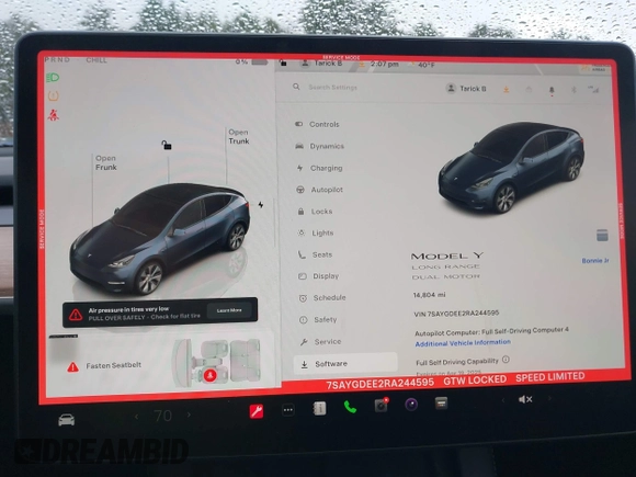 2024 Tesla Model Y Long Range z VIN 7SAYGDEE2RA244595, wystawiony jako IAAI lot #41964965 z przebiegiem 14 804 mil mil oraz . Historia ofert i sprzedaży dostępna na DreamBid. Obrazek 19.