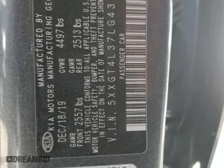 2020 Kia Optima LX with VIN 5XXGT4L37LG431277, listed as a Copart auction lot 52368405 with 111,284 mi miles and Clean Title. Bid and sale history available at carsss.com. Image 12.