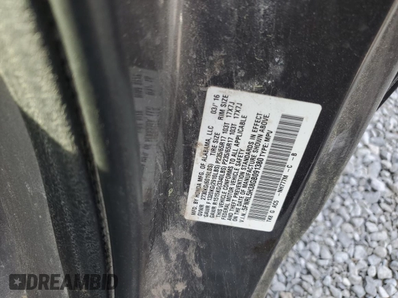 2016 Honda Odyssey SE with VIN 5FNRL5H38GB091380, listed as a Copart auction lot 55408255 with 128,974 mi miles and Salvage Title. Bid and sale history available at DreamBid. Image 13.