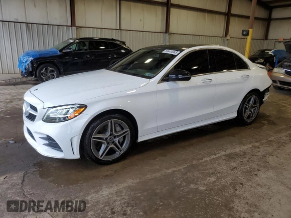2019 Mercedes-Benz C 300 with VIN 55SWF8EB3KU314116, listed as a Copart auction lot 53444045 with 35,451 mi miles and Salvage Title. Bid and sale history available at DreamBid. Image 1.