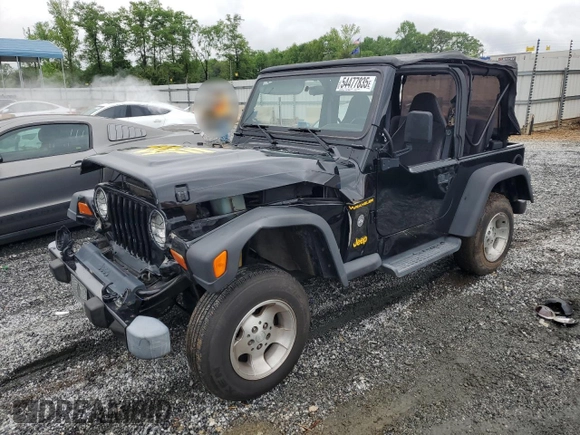 2002 Jeep Wrangler Sport with VIN 1J4FA49S12P730135, listed as a Copart auction lot 54477835 with 148,153 mi miles and Salvage title. Bid and sale history available at DreamBid. Image 1.