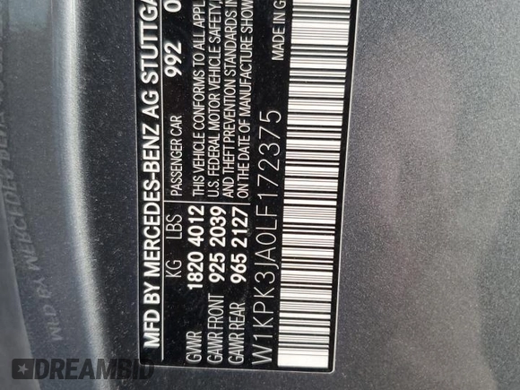 2020 Mercedes-Benz SLC 300 z VIN W1KPK3JA0LF172375, wystawiony jako Copart lot #56552705 z przebiegiem 16 831 mil mil oraz Nie do naprawy. Historia ofert i sprzedaży dostępna na DreamBid. Obrazek 12.
