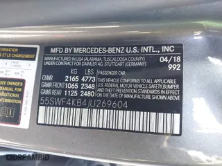2018 Mercedes-Benz C-Class C 300 with VIN 55SWF4KB4JU269604, listed as a IAAI auction lot 41408387 with 74,921 mi miles. Bid and sale history available at carsss.com. Image 9.