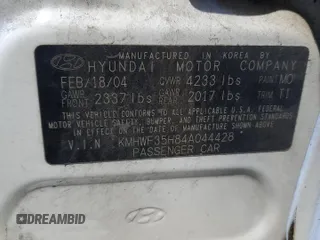 2004 Hyundai Sonata GLS with VIN KMHWF35H84A044428, listed as a Copart auction lot 70746914 with 207,210 mi miles and Salvage Title. Bid and sale history available at carsss.com. Image 12.