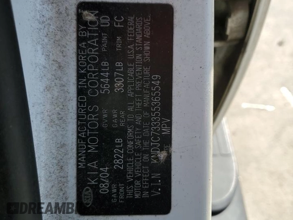 2005 Kia Sorento LX z VIN KNDJC733355365549, wystawiony jako Copart lot #45800565 z przebiegiem 218 962 mil mil oraz Szkoda całkowita • Salvage title. Historia ofert i sprzedaży dostępna na DreamBid. Obrazek 16.