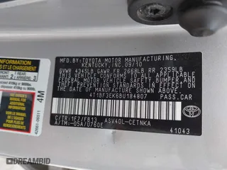 2011 Toyota Camry LE with VIN 4T1BF3EK6BU184807, listed as a IAAI auction lot 42054980 with 212,823 mi miles. Bid and sale history available at carsss.com. Image 9.