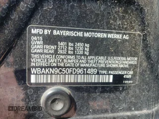 2015 BMW 5 Series 550i with VIN WBAKN9C50FD961489, listed as a Copart auction lot 46683795 with 90,235 mi miles and Salvage title. Bid and sale history available at DreamBid. Image 14.
