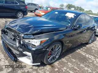 2018 Infiniti Q50 Red Sport 400 with VIN JN1FV7AP0JM461227, listed as a IAAI auction lot 42308384 with 100,694 mi miles and . Bid and sale history available at DreamBid. Image 17.