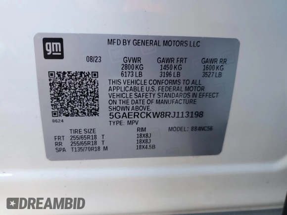 2024 Buick Enclave Premium with VIN 5GAERCKW8RJ113198, listed as a Copart auction lot 45943825 with Not Provided miles and Non Repairable. Bid and sale history available at carsss.com. Image 13.