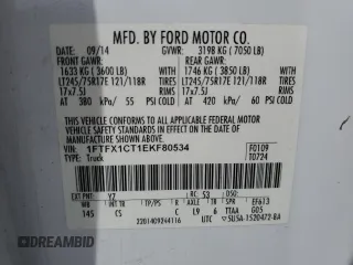 2014 Ford F-150 XL with VIN 1FTFX1CT1EKF80534, listed as a Copart auction lot 54909865 with 147,371 mi miles and Salvage title. Bid and sale history available at DreamBid. Image 12.