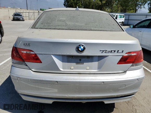 2007 BMW 7 Series 750Li with VIN WBAHN83507DT74313, listed as a Copart auction lot 67606404 with 169,922 mi miles and Clean Title. Bid and sale history available at DreamBid. Image 6.