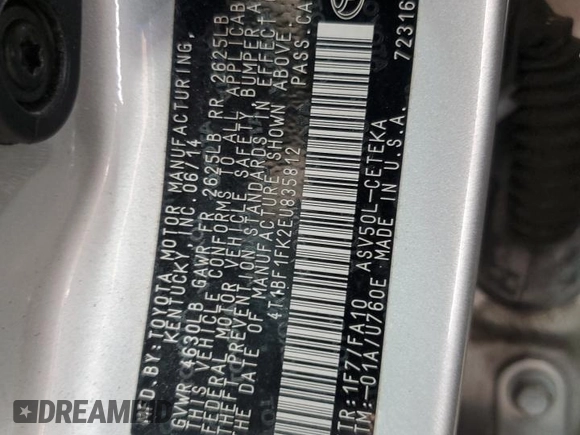 2014 Toyota Camry L with VIN 4T1BF1FK2EU835812, listed as a Copart auction lot 51385235 with 172,107 mi miles and Salvage Title. Bid and sale history available at carsss.com. Image 15.