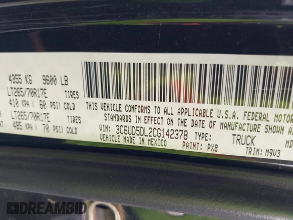 2012 Ram 2500 Big Horn z VIN 3C6UD5DL2CG142378, wystawiony jako IAAI lot #42242505 z przebiegiem Nie podano mil oraz . Historia ofert i sprzedaży dostępna na DreamBid. Obrazek 9.