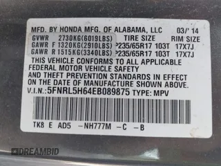 2014 Honda Odyssey EX-L z VIN 5FNRL5H64EB089875, wystawiony jako IAAI lot #42279431 z przebiegiem 107 716 mil mil oraz . Historia ofert i sprzedaży dostępna na DreamBid. Obrazek 9.
