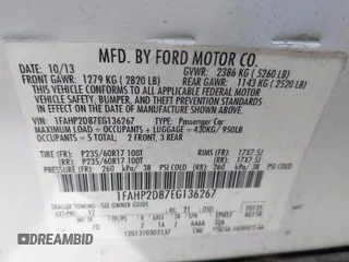 2014 Ford Taurus SE с VIN 1FAHP2D87EG136267, выставлен на аукционе IAAI как лот 42224665 с пробегом 201 540 миль миль и . История ставок и продаж доступна на DreamBid. Изображение 9.