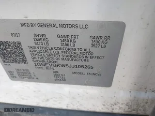 2018 Chevrolet Traverse LT Cloth with VIN 1GNEVGKW5JJ105265, listed as a IAAI auction lot 41784147 with 144,634 mi miles. Bid and sale history available at carsss.com. Image 9.
