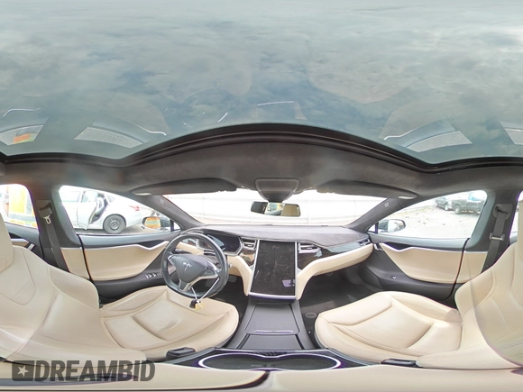 2016 Tesla Model S 70 with VIN 5YJSA1E14GF162187, listed as a Copart auction lot 59308185 with 98,088 mi miles and Salvage title. Bid and sale history available at DreamBid. Image 14.