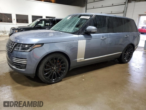 2019 Land Rover Range Rover z VIN SALGV5RE8KA519007, wystawiony jako Copart lot #81339944 z przebiegiem 55 158 mil mil oraz Szkoda całkowita • Salvage title. Historia ofert i sprzedaży dostępna na DreamBid. Obrazek 1.